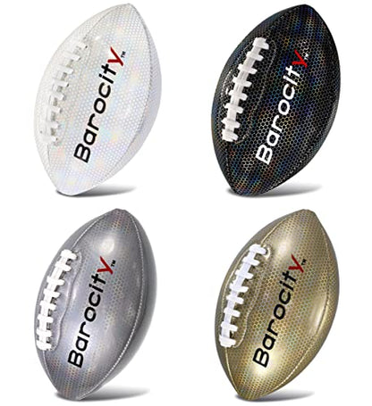 White, Black, Silver, and Gold Footballs for Kids Pee Wee Size 3 – Premium Official Match Ball with Reflective Rainbow Hex Pattern, Durable for Indoor and Outdoor Training - Set of 4