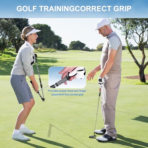 Golf Swing Trainer aid - Golf Training aid to Improve Hinge, Forearm Rotation, Shoulder turna and Grip.Portable Collapsible Swing Trainer Equipped with Golf Grip Trainer - color: BLACK