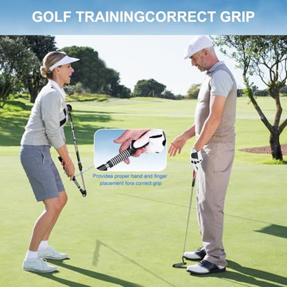 Golf Swing Trainer aid - Golf Training aid to Improve Hinge, Forearm Rotation, Shoulder turna and Grip.Portable Collapsible Swing Trainer Equipped with Golf Grip Trainer - color: BLACK