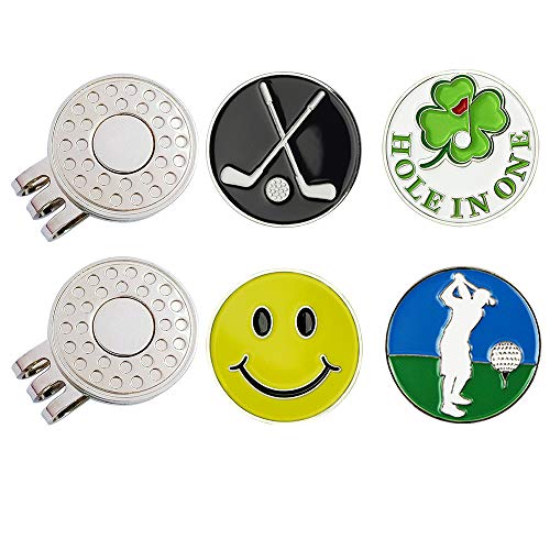 Golf Ball Markers with Hat Clips Value Sets for Men Women Golfer, Removable Attaches Easily to Golf Cap Premium Gifts - color: mixed 4 golf ball markers