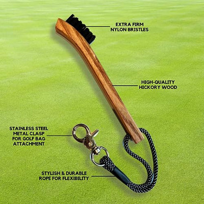 Golf Brush (2 Pack) - Cord and Clip Attachment for Bags and Carts, Club Cleaner Ideal for Woods and Irons - Golf Accesories for Men and Women
