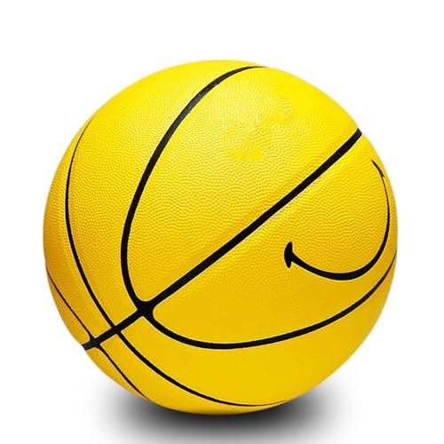 MINDCOLLISION 5/6/7 Smile Basketball, Women's PU Soft Leather Basketball, Good Dribbling and Shooting Feel, Birthday Gift, Suitable for Indoor and Outdoor Use. (8 Colors) - color: Yellow, size: No.6