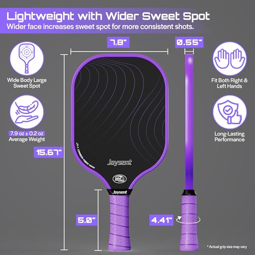 Pickleball Paddles Set, USAPA Approved Carbon Fiber Pickleball Set of 2 with Beginner Pickleball Rackets, Indoor Outdoor Pickle Balls for Adults Men Women, JT-1 - color: Purple