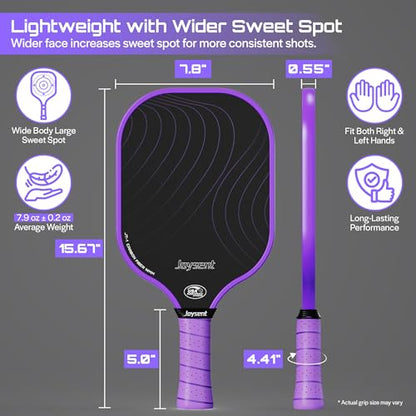 Pickleball Paddles Set, USAPA Approved Carbon Fiber Pickleball Set of 2 with Beginner Pickleball Rackets, Indoor Outdoor Pickle Balls for Adults Men Women, JT-1 - color: Purple