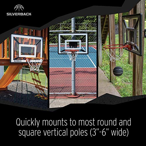 Silverback Junior Youth 33" Basketball Hoop with Lock ‘n Rock Mounting Technology Mounts to Round and Vertical Poles, Black (B8410W)