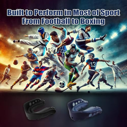 Kids Sports Mouthguard Football Mouth Guard, 2 Pack with Case and Strap Mouth Guard Football, 1.7 x 1.96 inches, for Boxing, Basketball, Hockey, Ages 4-7 - size: Kids（4-7）