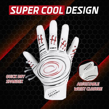 AIGEVTURE Baseball Bating Gloves Adult Youth Baseball Softball Batting Gloves Adult Kids Boys Girls - color: White and Red, size: Adult X-Large