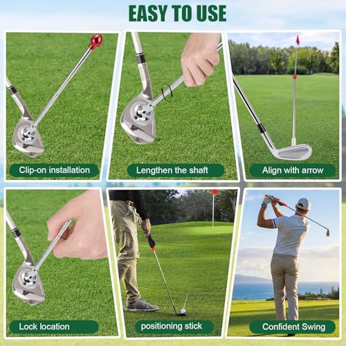 Sanwuta Golf Club Training Set Golf Alignment Sticks and Grip Trainer Alignment Rods with Telescopic Magnetic Corrector Swing Trainer Aid Tools for Posture Correct and Enhance Precision