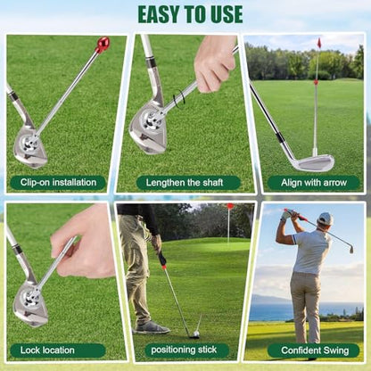 Sanwuta Golf Club Training Set Golf Alignment Sticks and Grip Trainer Alignment Rods with Telescopic Magnetic Corrector Swing Trainer Aid Tools for Posture Correct and Enhance Precision