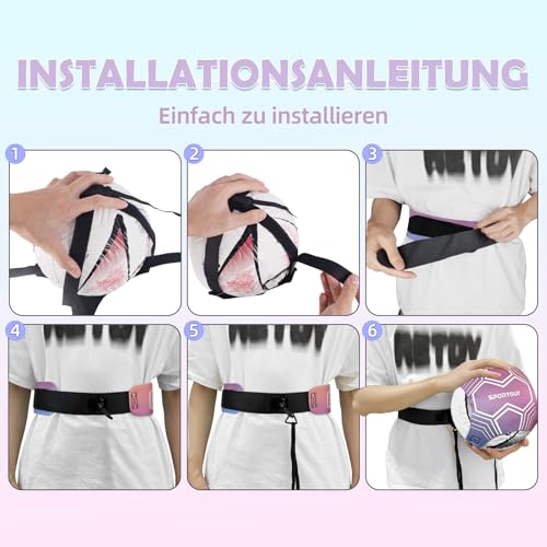 Sportout Volleyball/Soccer Training Equipment, Solo Trainer, Adjustable Waist Belt for Kids & Adults - color: Pink