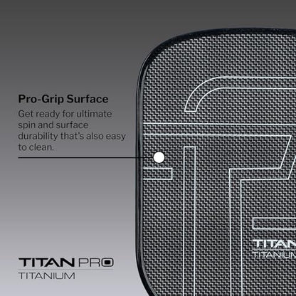 Titan Pro Titanium Carbon Fiber Pickleball Paddle – T700 Carbon Fiber Face, Electroplated Titanium, Nomex Duo Core, USA Pickleball Approved, 14mm & 16mm – Intermediate to Advanced Players