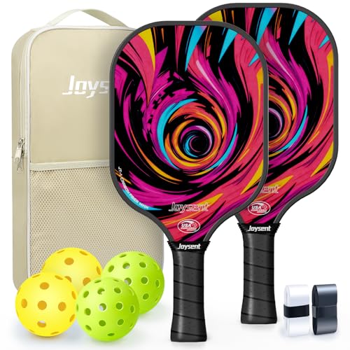 Pickleball Paddles Set, USAPA Approved Carbon Fiber Pickleball Set of 2 with Beginner Pickleball Rackets, Indoor Outdoor Pickle Balls for Adults Men Women, JT-1 - color: Surge