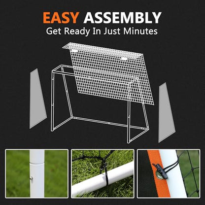 Aluminum Soccer Rebounder Net 7x5 Soccer Goals Rebounder Kid Board Big Bounce Back Wall Full Size Heavy Duty Large Practice Professional Training Kit Equipment Soccer Net Backyard Portable Youth 7*5ft