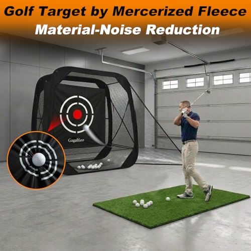 Gagalileo Pop Up Golf Practice Net: 7X7X4FT Hitting Cage with Target Portable Backyard Garage Training for Driving Chipping Swing Beginners & Golf Enthusiasts