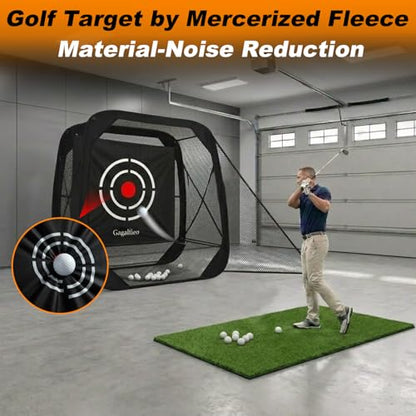 Gagalileo Pop Up Golf Practice Net: 7X7X4FT Hitting Cage with Target Portable Backyard Garage Training for Driving Chipping Swing Beginners & Golf Enthusiasts