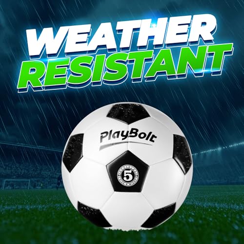 PlayBolt Soccer Ball Size 5 with Pump - Black & White Training Practice & Match Ball for Kids, Youth and Adults (Pack of 1 or 4) - size: 4-Pack