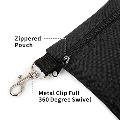 Golf Tee Pouch, 5.62 X 6.87 Inch Professional Zipper Golf Tee/Ball Pouch Bag with Metal Lobster Claw Clip - color: BLACK