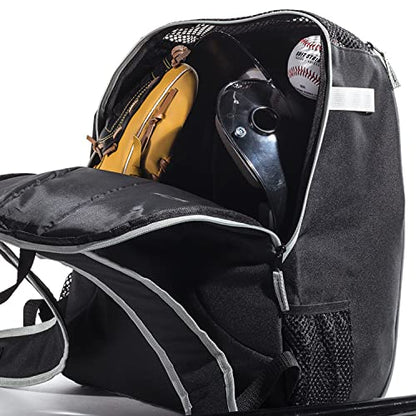 Franklin Sports Kids MLB Baseball Batpack Bag - Youth Baseball, Softball + Teeball Backpack - Sports Equipment Bag for Kids + Toddlers - Holds (2) Teeball + Baseball Bats + Includes Fence Hook - color: Black/Gray