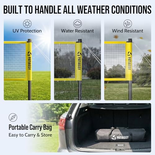 Badminton Set for Backyard, Outdoor Badminton Net with Anti-Sag Design, 4 Professional Badminton Rackets, 4 Shuttlecocks and Carry Bag for Lawn or Beach