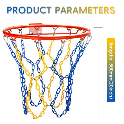 Basketball Net Replacement Heavy Duty,Resin Material, Anti-Rust Use Indoor Outdoor Standard 12-Ring Basketball Hoop - style: Blue/Yellow