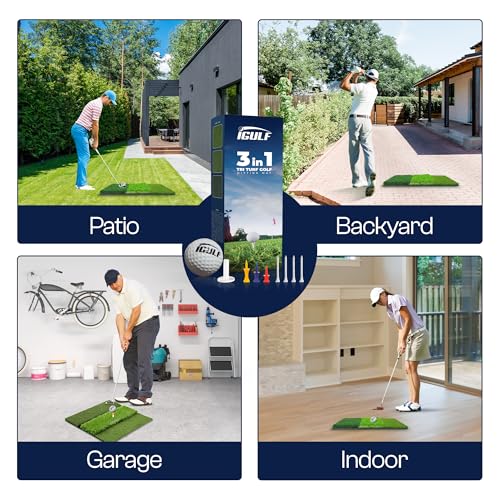 Premium Golf Hitting Mat for Indoor & Outdoor Practice – Professional Turf Golf Mat for Driving Range, Backyard & Home Use – Portable Golf Practice Mat with Realistic Grass Surface and Accessories