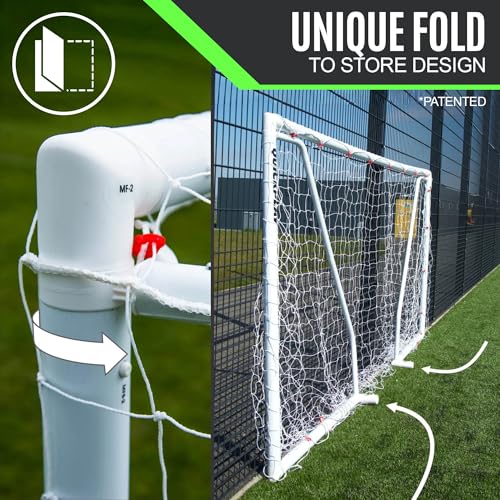QuickPlay Q-Fold Match Soccer Goal – 30-Second Folding Design for Easy Setup | Portable Net for Backyard | Weatherproof Goal Post for Adults & Kids – [Single Goal] - style: 12 x 6'