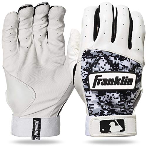Franklin Sports MLB Youth Batting Gloves - Digitek Camo Baseball + Softball - Premium Leather - Many Sizes + Colors - Youth - color: Gray/White/Black, size: Small