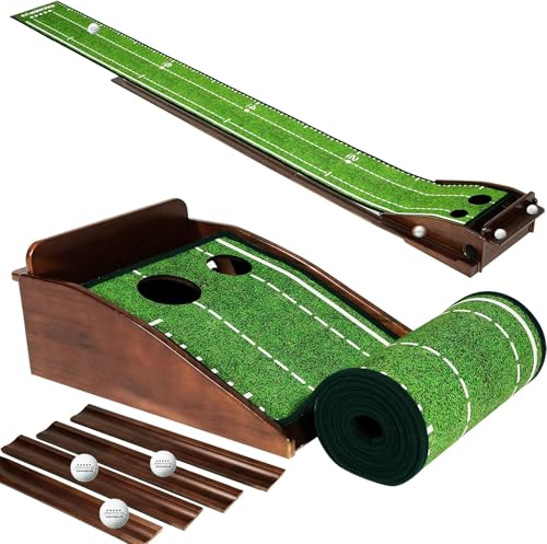 Dachenus Putting Green Indoor Mat Outdoor Golf Putting Mat with Automatic Ball Return - Ideal for Home, Office, and Outdoor Use - color: Putting Green set