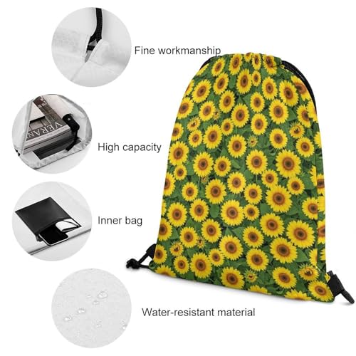 Theft Proof Drawstring Backpack Cinch Sack Water Resistant for Travel Camping Sports Equipment Men Women, Seed Sunflower Bags - color: Picture (640)