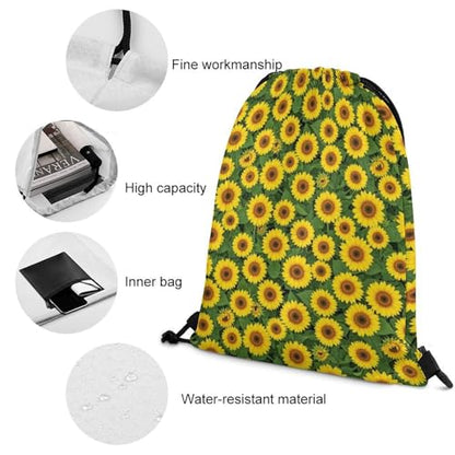 Theft Proof Drawstring Backpack Cinch Sack Water Resistant for Travel Camping Sports Equipment Men Women, Seed Sunflower Bags - color: Picture (640)