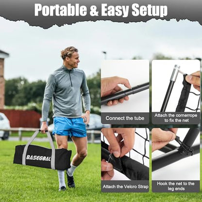 BaseGoal 6'×6' Baseball Softball Practice Net,Baseball Backstop,for Hitting Pitching Batting Catching with Bow Frame,Bonus Strike Zone,Target