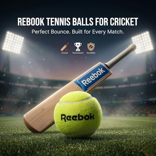 Reebok Tennis Balls for Cricket (Pack of 12) | Ideal for Tournament, Street & Gully Cricket | Durable Practice Balls for All Grounds