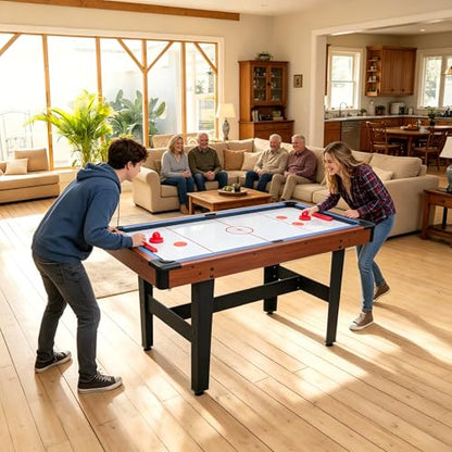48" Combo Game Table Set, Portable Pool Table with Glide Hockey and Table Tennis Top, Small Pool Table for Home Game Room, Indoor Ping Pong Tables, Includes Cue Sticks Balls Paddles Net