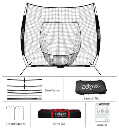 7×7ft Baseball Softball Practice Net- Portable Baseball Net for Batting, Hitting, Pitching Come with Carry Bag, Training for Players of Any Skill Level - Easy Assembly