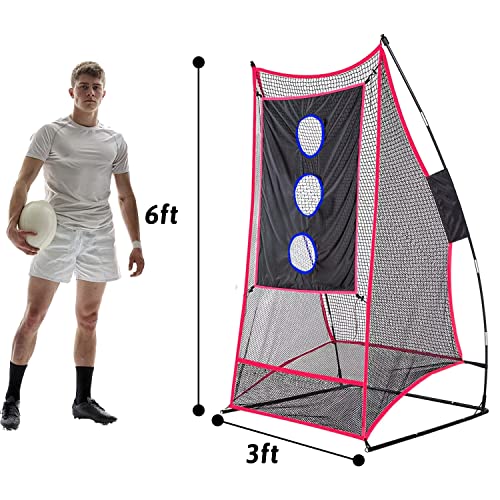 Kapler Football Kicking Throwing Net - 6x3ft Portable Field Goal w/Detachable Target for Throw & Precision Kicks - Sideline Practice for Backyard Skill Improvement for Youth and Adults