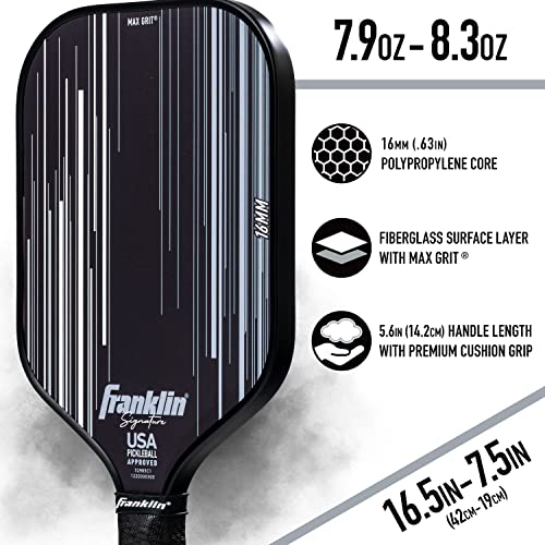 Franklin Sports Pro Pickleball Paddles - Signature Series Pro Pickleball Paddle with MaxGrit Surface - USA Pickleball (USAPA) Approved Tournament Pickleball Paddles - 13mm + 16mm Polypropylene Cores