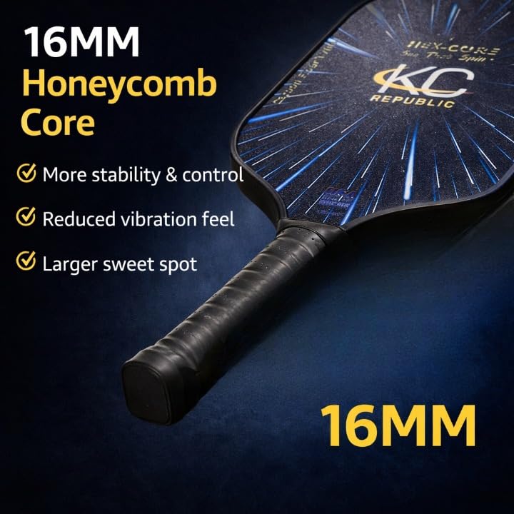 Pickleball Paddle Set – T700 Smooth Carbon Fiber Paddles with Covers, 2 Thermoforming 4-Layer Rackets, 4 Outdoor Pickleballs & Carry Bag | USAPA Approved Lightweight & 16MM Polymer Honeycomb Core