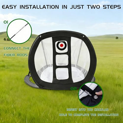 Golf Putting Mat Indoor Practice with Hitting Net 6 Balls for Dad Father Day Christmas Home Backyard Training