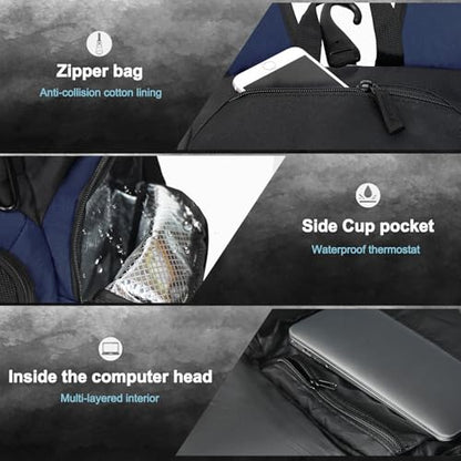 LARIPOP Basketball Backpack with Ball & Ventilated Shoe Compartment Insulated Pockets for Men Youth Training - color: blue
