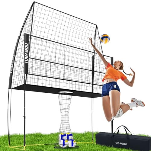 2025 Upgraded Volleyball Training Equipment Net Volleyball Spike Trainer for Indoor and Outdoor Volleyball Practice Net Station, Perfect for Team or Solo Training, Home Volleyball Net - color: Black
