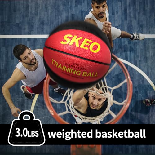 SKEO Weighted Basketball, 2.2/3/3.3LBS 28.5"/29.5" Trainer Heavy Basketballs Made of Composite, Indoor Outdoor Training Ball for Improving Handling Dribbling Rebounding