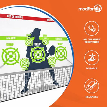 Pickleball Dink Pad Practice Board Poster Rebounder Training Aid - Improve Your Pickle-Ball Game Dinks & Reflexes - Transform Any Wall Into A Pickle Ball Court and Net Indoor or Outdoors by Modfamily - size: L 3'x4' (1 Person)