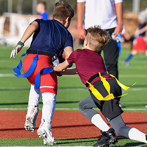 Hungdao 10/12 Players Flag Football Belts and Flags Adjustable Football Belts for Kids Teens Adults Team Training Sport Event - color: Yellow, Blue