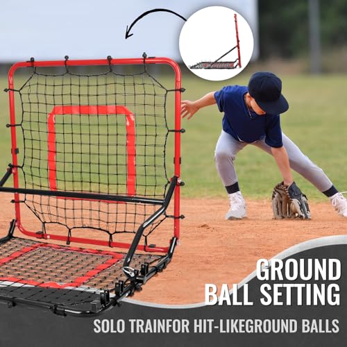 Storgem Baseball Softball Rebounder Net, Pitch Back Rebound Net,Soccer Rebound Net, Fielding Rebounder,Double Sided Adjustable Multi-Sports Pitching Rebound Net for Throwing Practice