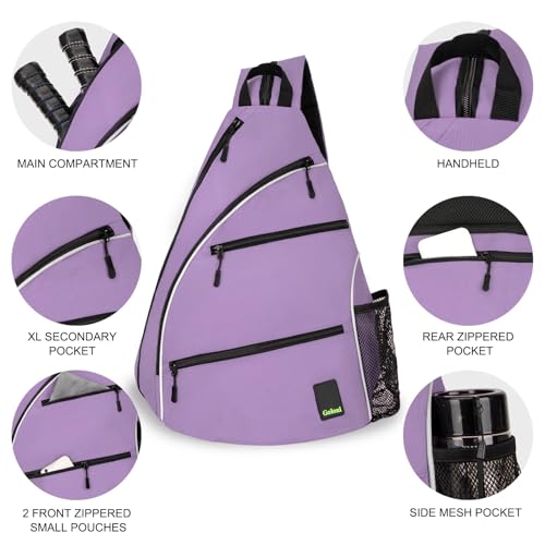 Goloni Pickleball Bag for Women Men, Convertible Pickleball Backpack Sling Bag with Fence Hook, Waterproof Polyester Paddle Bag with Multiple Compartments - color: Purple