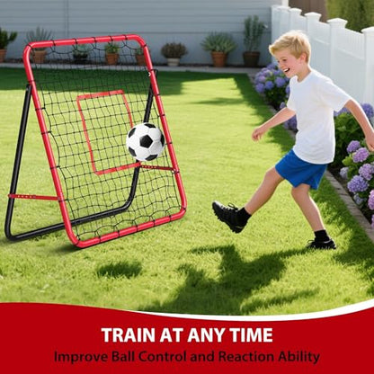 Rebounder Net with Quick-Switch Angle, Soccer/Baseball/Volleyball Pitchback Trainer for Control & Passing Practice, Easy Setup Great Gift for Kids, Teens & Adults