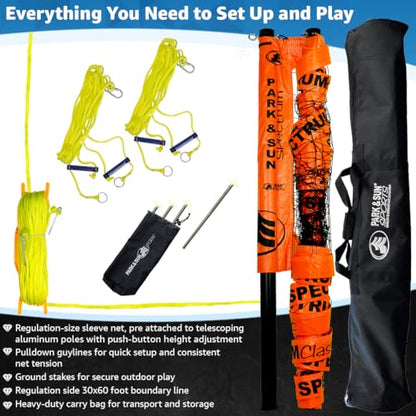 Park & Sun Sports Spectrum Classic: Adjustable Professional Outdoor Volleyball Net System - color: Classic Orange