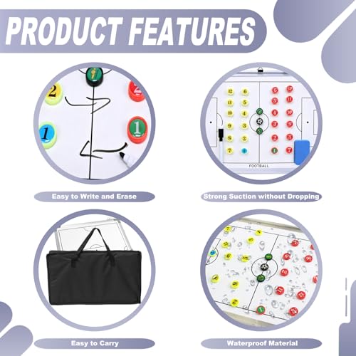 Soccer Coaching Board Magnetic, Double-Sided Dry Erase Soccer Tactics Board for Coaches, Soccer Magnet Board & Coaching Equipment with Markers, Pen, Carry Bag, Coach Gift - color: Soccer-white