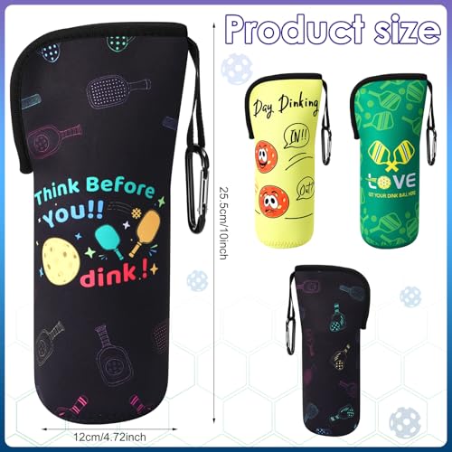 3 Pcs Pickleball Ball Holder Portable Pickleball Bags Funny Tennis Storage Bags with Hook for Hanging Neoprene Pickle Ball Accessories Gifts for Men Women