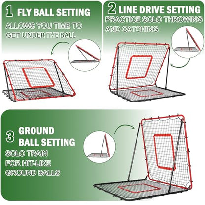 BaseGoal Baseball and Softball Rebounder Net,Baseball Rebounder,Volleyball Rebounder,Pitch Back Net,Multi-Sport Training Rebound Screen,with Pitching Target,Easy Adjustable Angles - style: 47x47 in Red